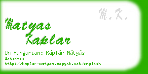 matyas kaplar business card